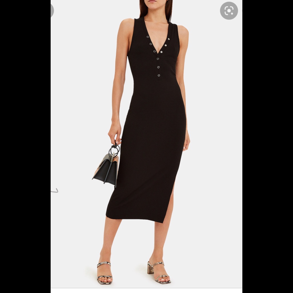 The Range Black Ribbed Jersey Knit Tank Midi Dress Size Small Bodycon